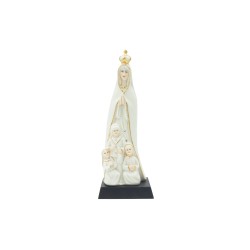 Aparição Fátima Estilizada Porcelana Filete Ouro 22cm
