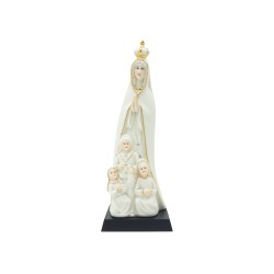 Aparição Fátima Estilizada Porcelana Filete Ouro 28cm