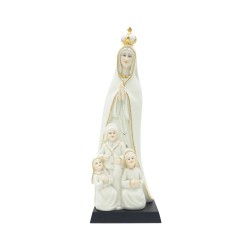 Aparição Fátima Estilizada Porcelana Filete Ouro 32cm