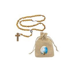 Terço de Fátima Madeira C/ Bolsa Pano Ilustrada Terço de Fátima Madeira C/ Bolsa Pano Ilustrada