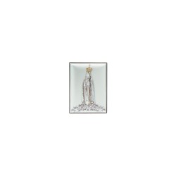 Placa Bilaminada C/ Fátima Coroada Ouro 7x10cm Placa Bilaminada C/ Fátima Coroada Ouro 7x10cm