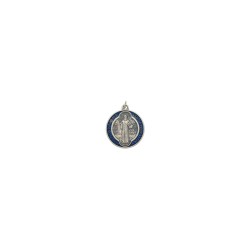 Medalha de São Bento Prateada e Azul 3cm Medalha de São Bento Prateada e Azul 3cm