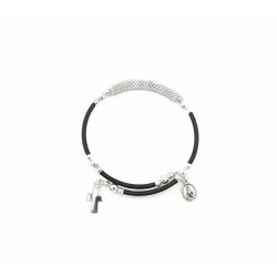 Pulseira Enfeites Prateados C/Cruz e Med. Fátima Pulseira Enfeites Prateados C/Cruz e Med. Fátima