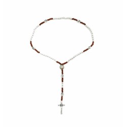 Terço Elástico Conta Prat.e Mad. C/Medalhas Fátima