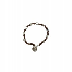 Pulseira Cordão/ Cubo Metal com Cruz dos Sete Anjos Pulseira Cordão/ Cubo Metal com Cruz dos Sete Anjos