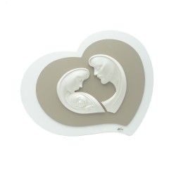 Placa Coração C/ Sagrada Família Pérola 46x37cm Placa Coração C/ Sagrada Família Pérola 46x37cm