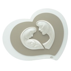 Placa Coração C/ Sagrada Família Pérola 56x45cm Placa Coração C/ Sagrada Família Pérola 56x45cm