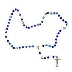 Terço Cristal Azul Esc. Dourado Ani. 12mm Terço Cristal Azul Esc. Dourado Ani. 12mm