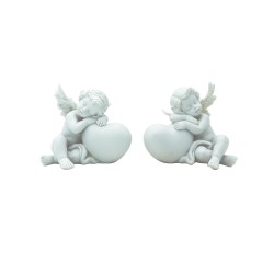 Anjo Branco Sentado C/ Coração 10cm Sort.2 Anjo Branco Sentado C/ Coração 10cm Sort.2