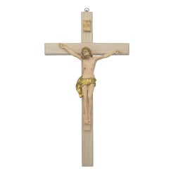 Crucifixo Madeira C/ Cristo Bege+Ouro 40x22cm Crucifixo Madeira C/ Cristo Bege+Ouro 40x22cm