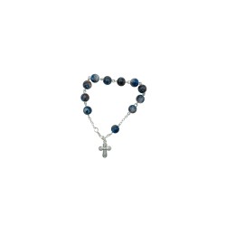 Pulseira C/ Cruz Conta Azul e Castanha Pulseira C/ Cruz Conta Azul e Castanha