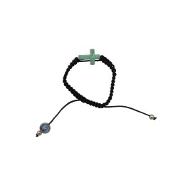 Pulseira Cordão C/ Cruz Mármore e Medalha Fátima Pulseira Cordão C/ Cruz Mármore e Medalha Fátima