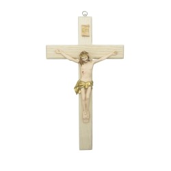 Crucifixo Madeira C/ Cristo Bege+Ouro 32x17cm Crucifixo Madeira C/ Cristo Bege+Ouro 32x17cm