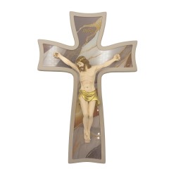 Cruz Estilizada C/ Cristo Pintado à Mão 23x35cm Cruz Estilizada C/ Cristo Pintado à Mão 23x35cm