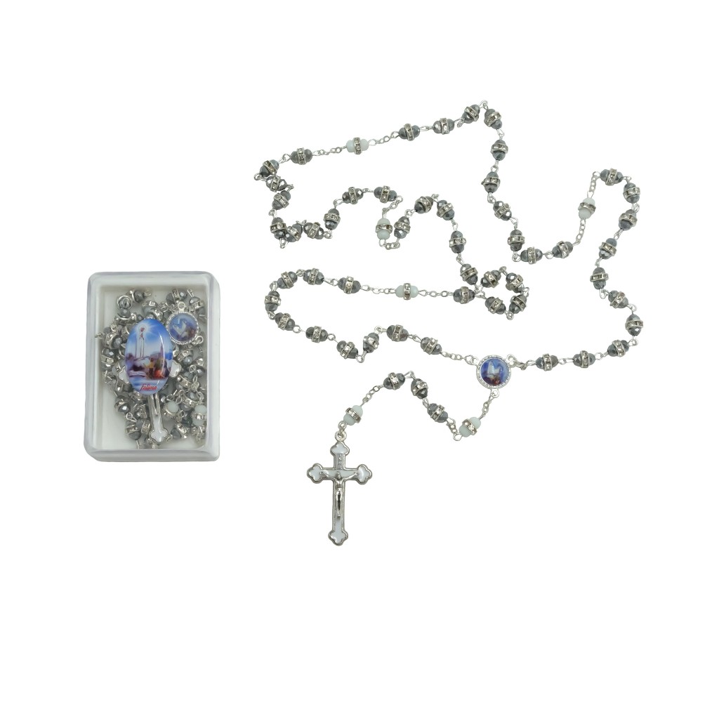 Terço de Fátima Conta C/ Brilhantes C/Caixa